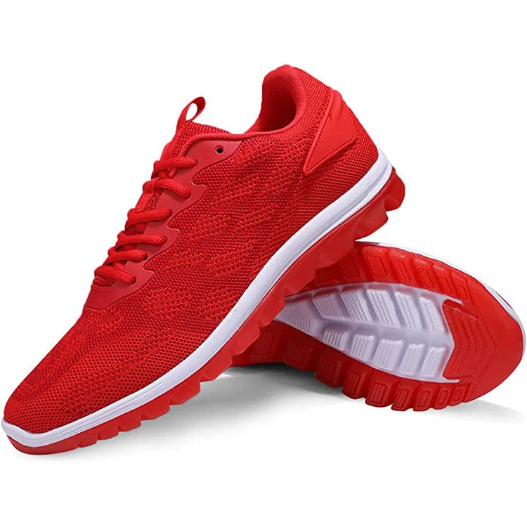 Factory Red Knitting transpirable Outdoor Jogger Hombre Zapatillas deportivas deportivas Zapatos