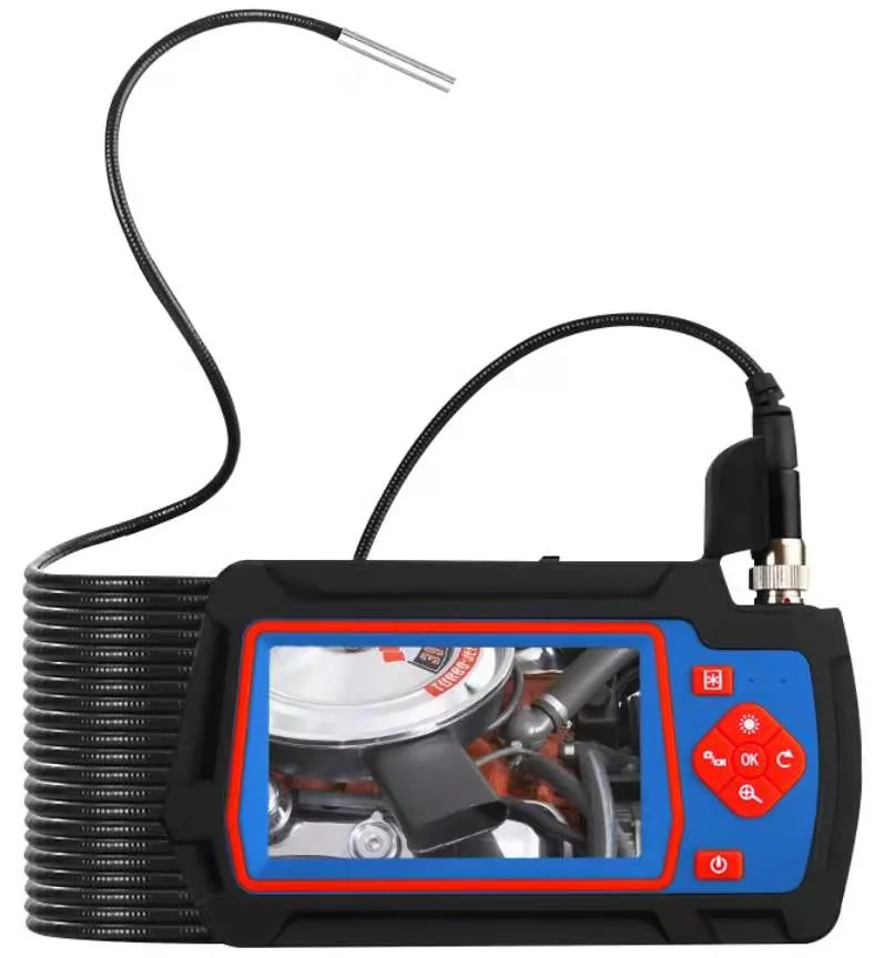 Handheld Industrial Borescope with 4.3 Inch Display, Waterproof IP67, Semi-Rigid Testing Cable, Dual Lens Camera