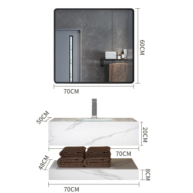 Modern New Design Bathroom Rock Slab Stone Countertop with Ceramic Wash Hand Basin Vanity Combo