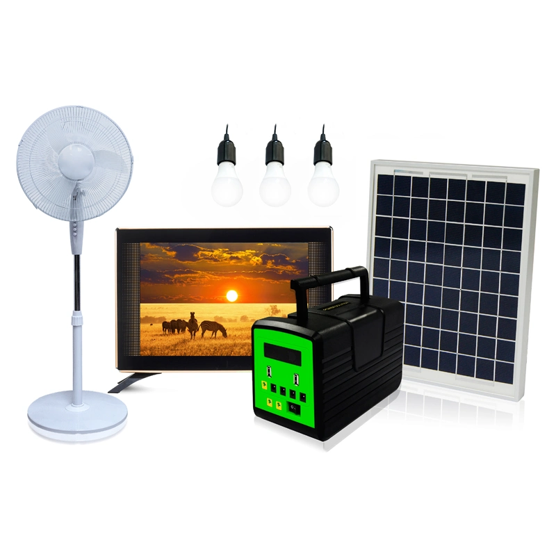 Großhandel 10W /20W /30W Solarpanel DC 12V Energieanlage Mit Mobile Ladegerät und Home LED Indoor Lighting Kit laufen LED TV-Ventilator für Haushaltsgeräte