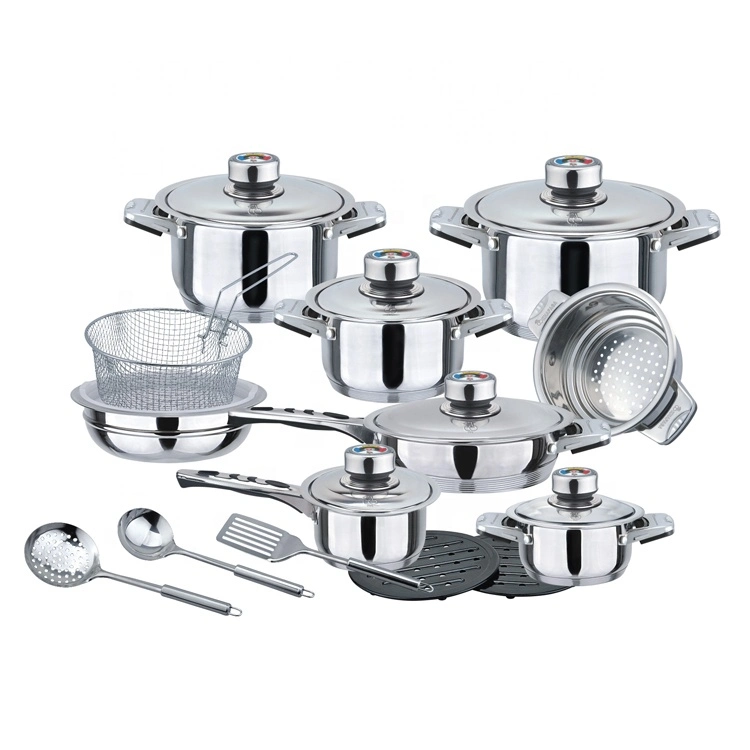 Coowkare Wide Edge Cookware Set 22PCS with Stainless Steel Lid
