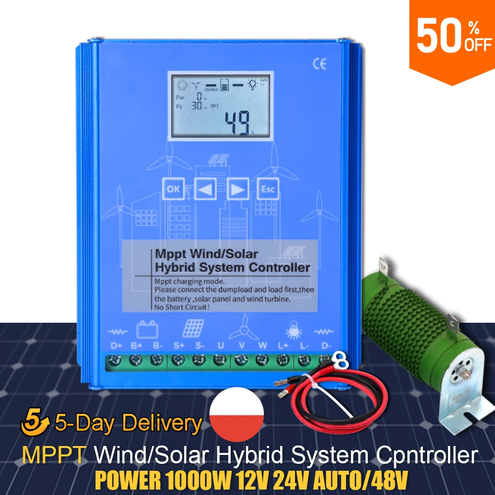 Smaad MPPT 1 000 W 12 V contrôleur hybride éolien et solaire Home Utilisation