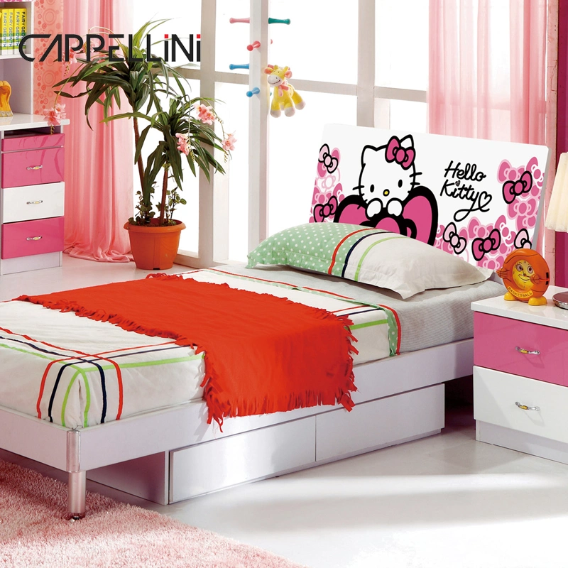 Fábrica de Cappellini al por mayor niños cama Chica habitación de madera Rosa Princesa Juegos de cama Mobiliario de dormitorio para niños