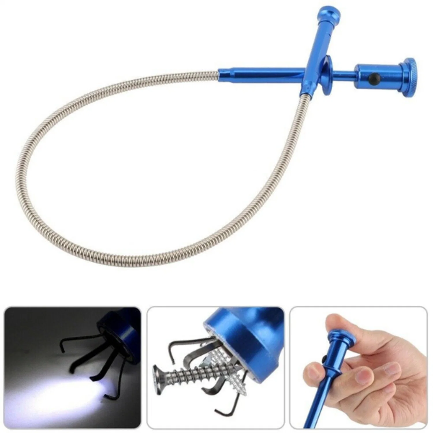 Sink Pipe Clog Cleaner Pipe Dredging Cleaner Tool Extractor with Light Battery Operated for Removing Sink Clog 60cm Esg15752