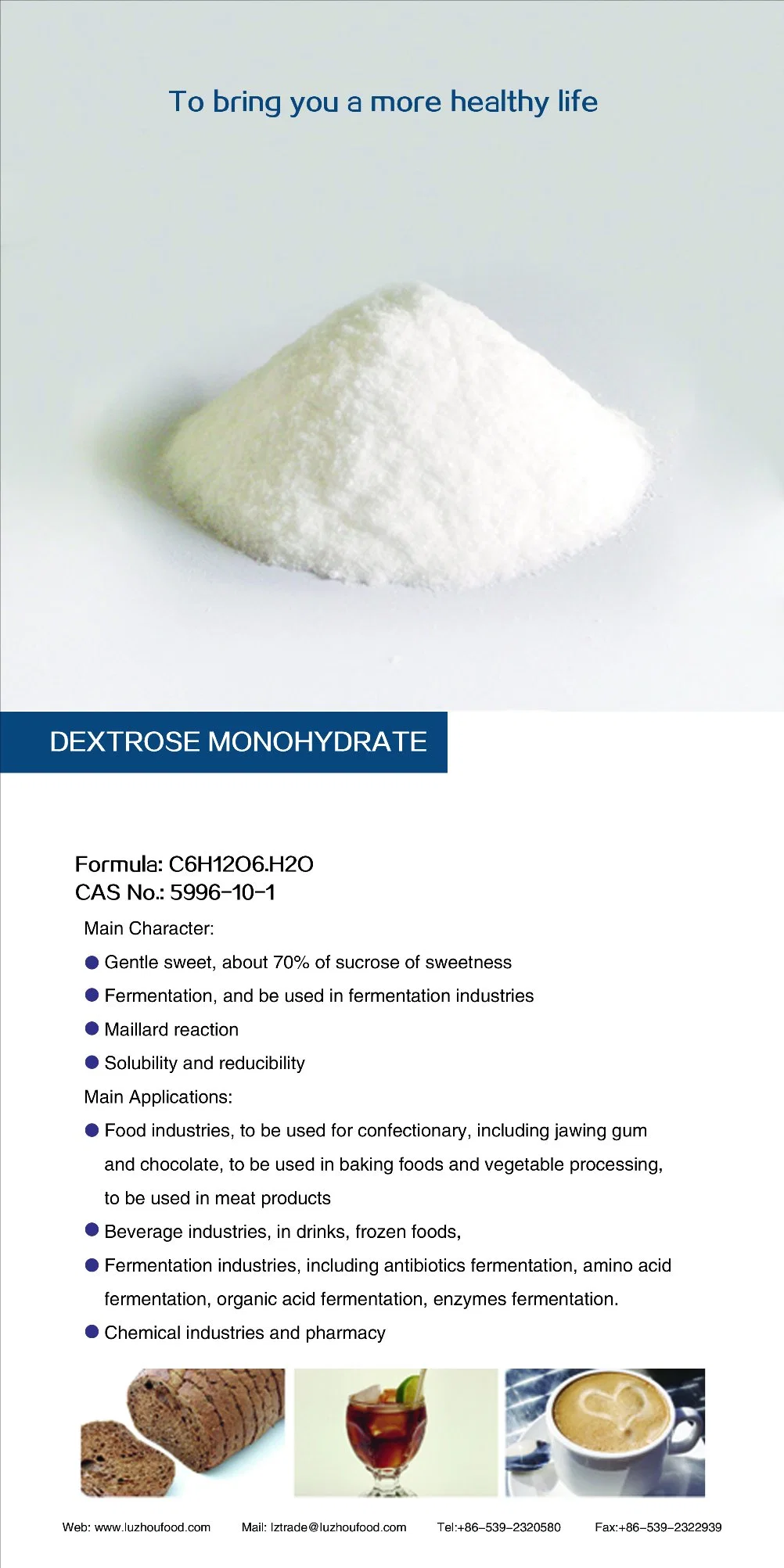 Polvo de Dextrosa Monohidratada de Grado Alimenticio