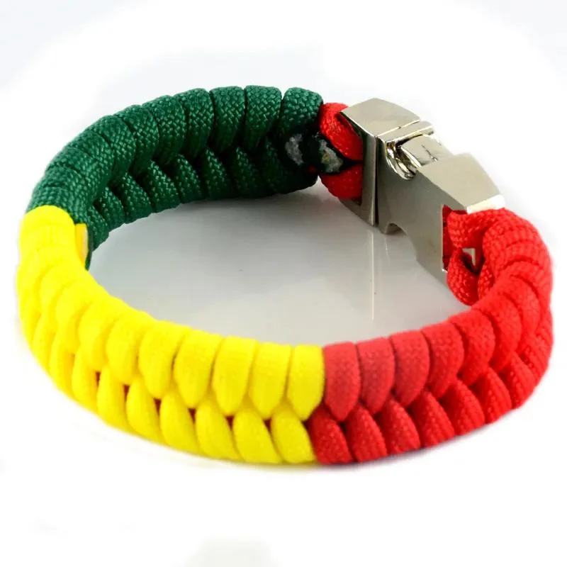 Handmade Men Metal Buckle Paracord Bracelet Nylon Rope Paracord Survival Bracelet Bangle