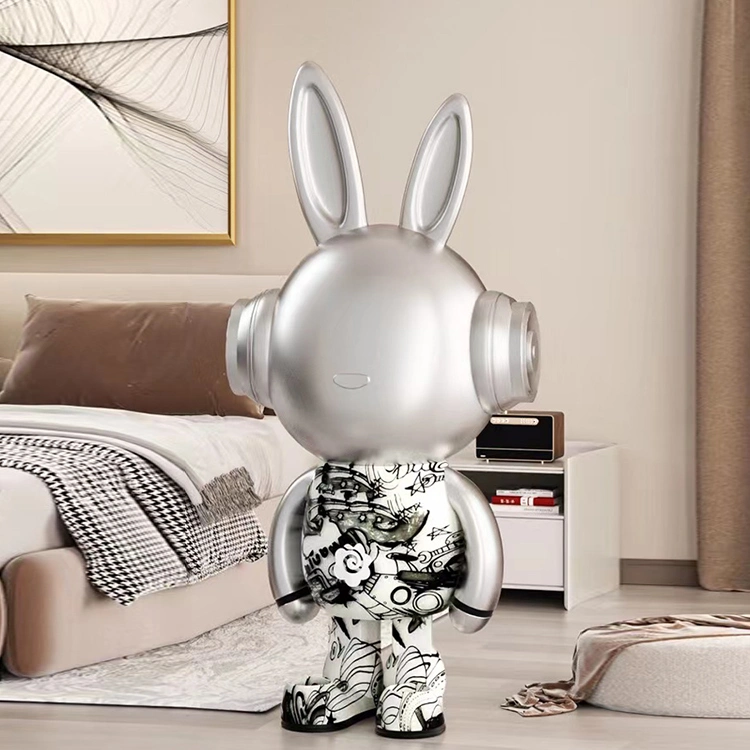 Modern Indoor Home Decor Artwork Artist Sculpture Mirror Polishing Rabbit Statues