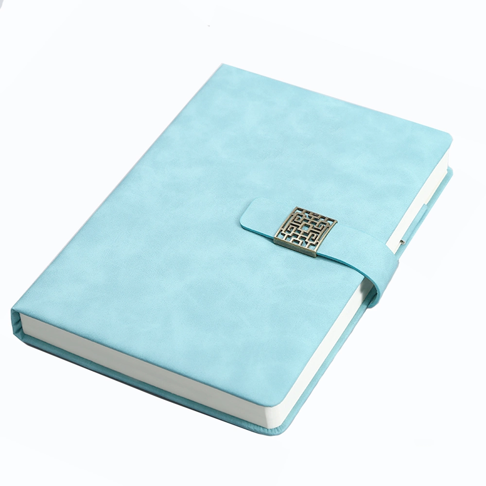 New Design Embossed Logo Lined A5 Hardcover Journal White Leather Note Book Cc_Pl025