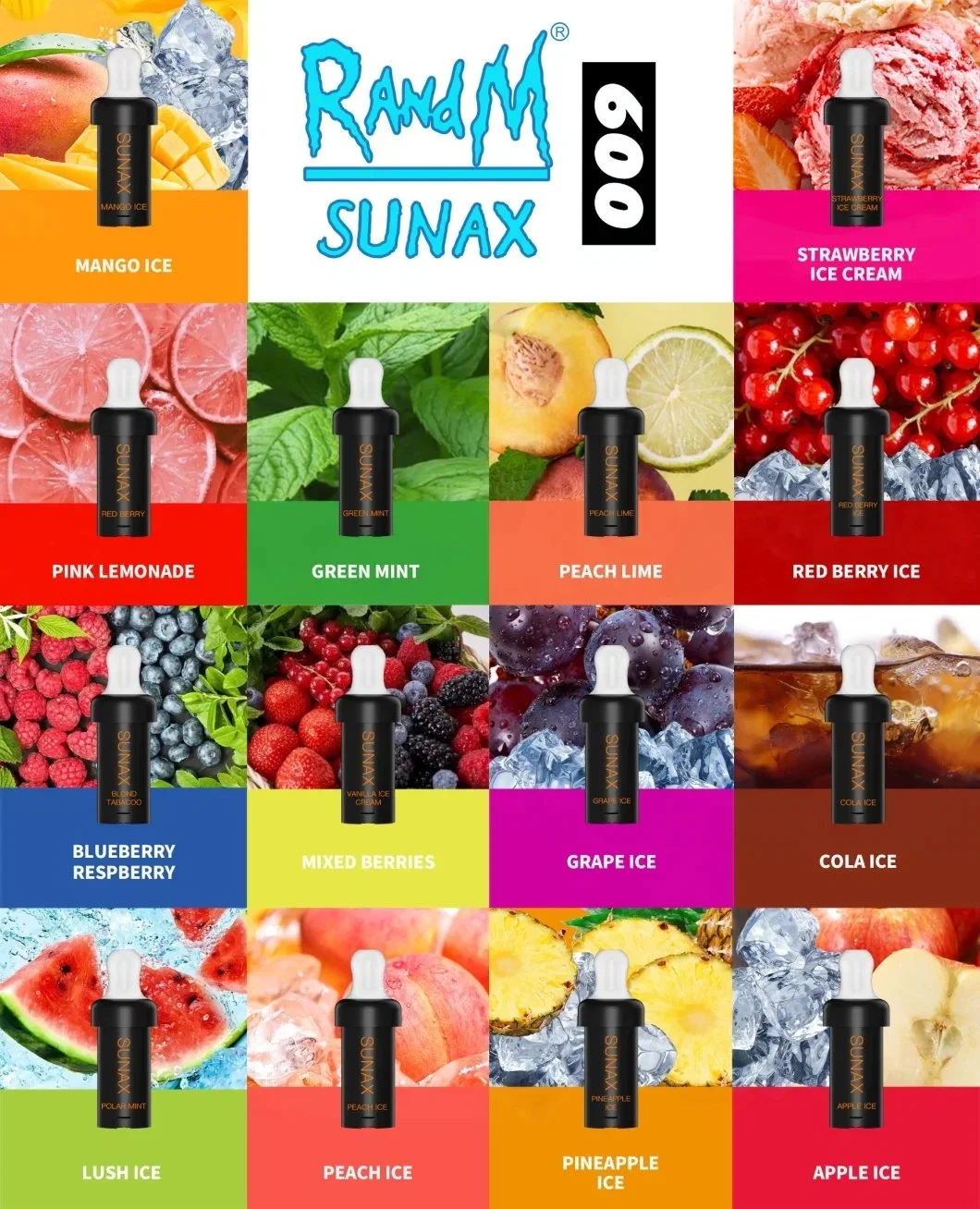 Randm Sunax 600 Puffs Disposable Pod Disposable Pod 1PC Battery+3PCS Cartridges Mini Electronic Cigarette