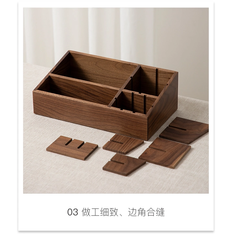 Wooden Storage Box Dressing Table Cotton Lipstick Perfume