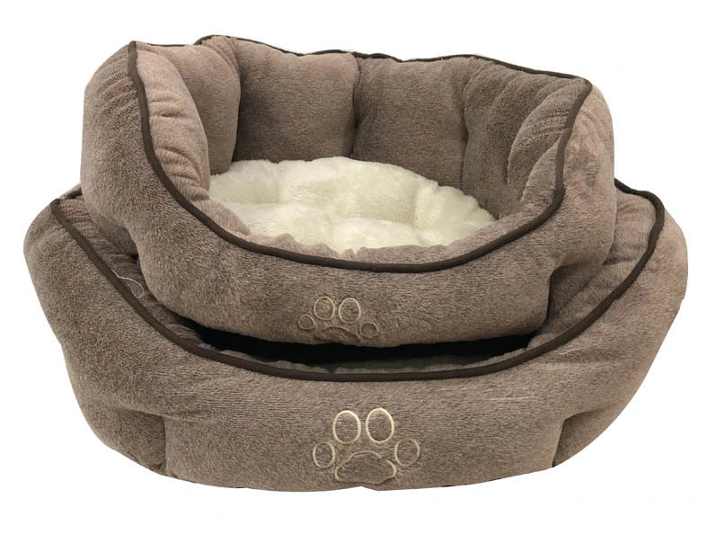 Cationic Embroidered Soft Deluxe Pet Bed