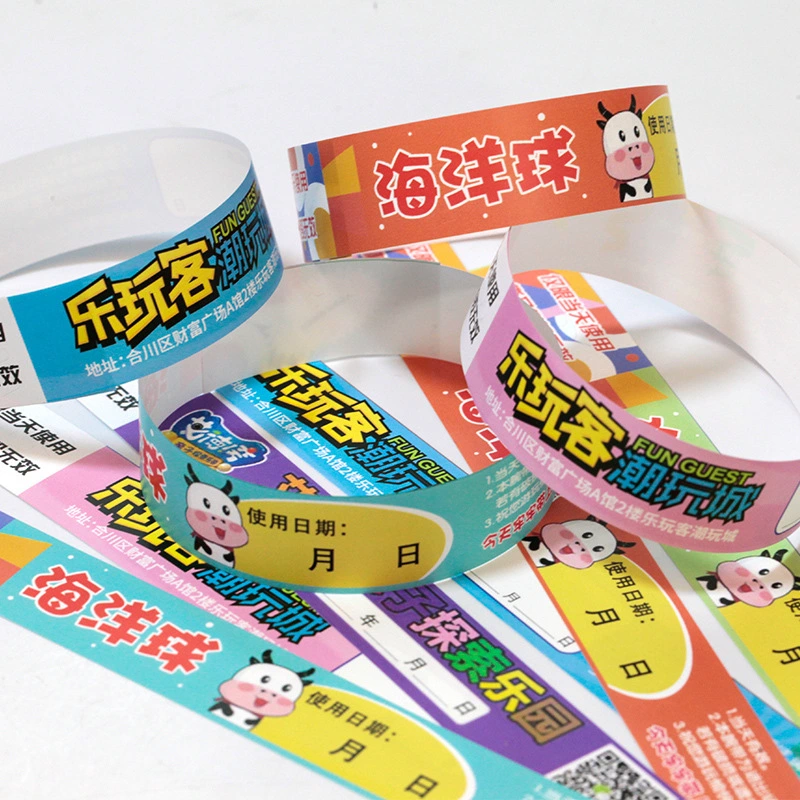 Custom Printed Event Party Bracelet Personalized Tear Resistant Waterproof Disposable Wristband