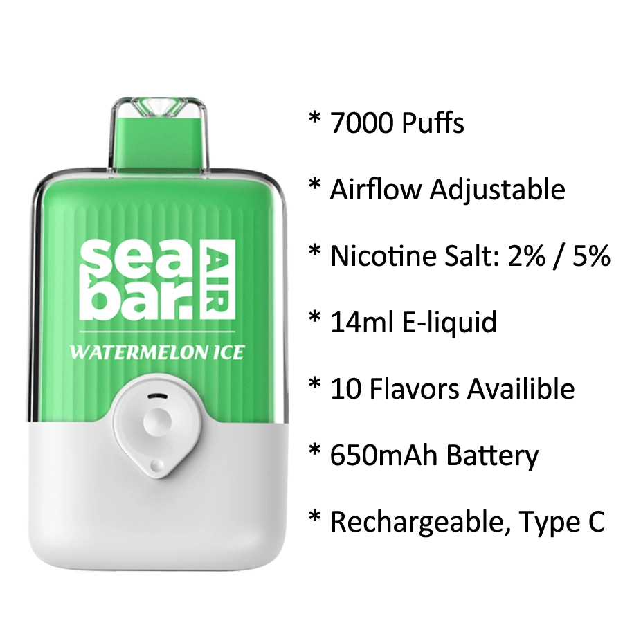 Seabar Air 7000 puffs Shenzhen E Cigarette Оптовая одноразовая обезьяна MOD Vapes Electronic Cigvaper перезаряжаемый воздушный поток регулируемый пуф бар 7000