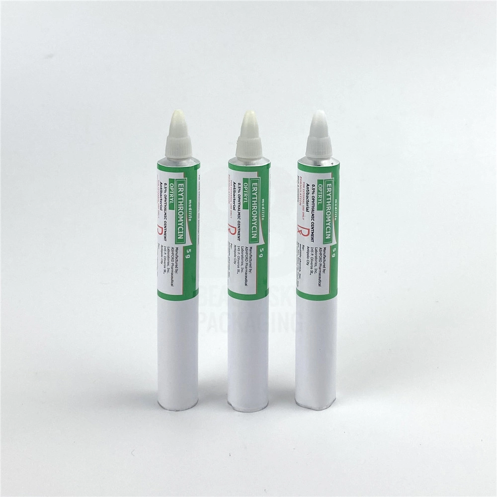 Crème pharmaceutique Pommade pour les yeux Médical Liniment Emballage Tubes souples en aluminium métallique pliables à pression.