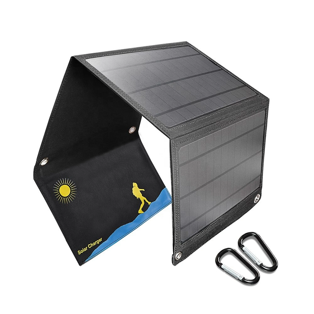 21 واط لوحة بلورية أحادية اللوحة الشمسية القابلة للطي سيارة USB للهاتف المحمول شاحن البطارية الذي يتم طيه بالطاقة الشمسية