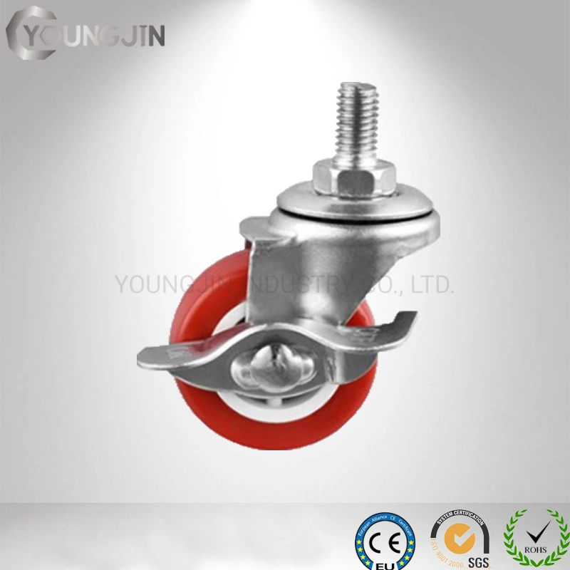 Light Duty Red PVC Threaded Stem Swivel Caster Wheel