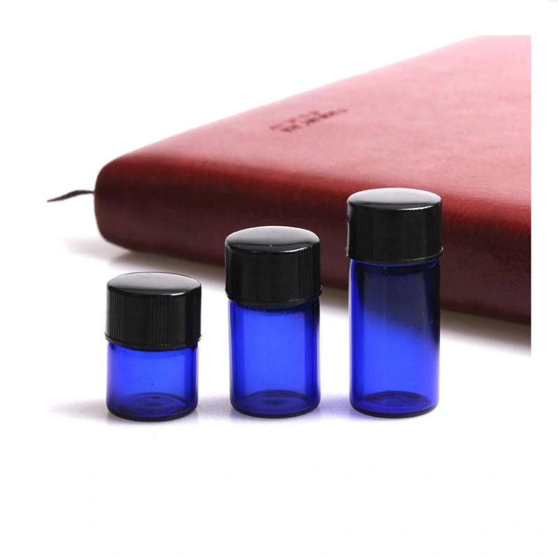 1 2 3 5ml Empty Clear Mini Glass Essential Oil Bottle 2cc Colbat Blue Samples Vials Orifice Reducercap Small Cosmetic Containers