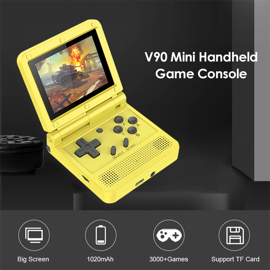 Foldable Pocket Mini Powkiddy V90 Video Game Consoles Linux Open Source System 64bit 16g Clam Shell Handheld Game Players