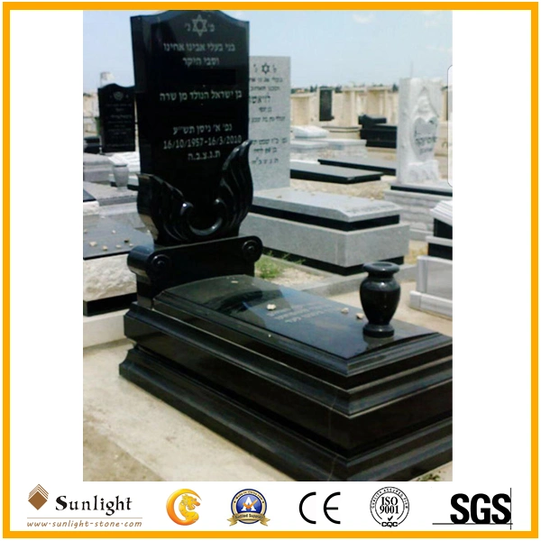 Black Stone Tombstone Factory Cheap Price of Israel Memorial Tombstone with Heart Shape