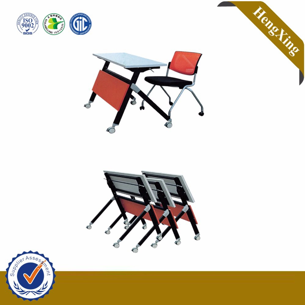 Modern Wooden Top Metal Structure School Office Training Folding Table