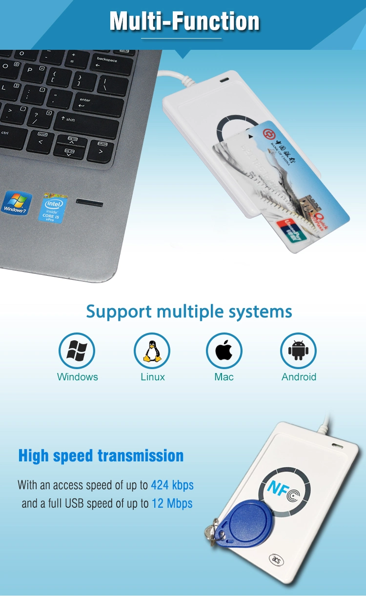 Portable 13.56MHz RFID ISO14443 USB Contactless NFC Card Reader (ACR122U-A9)