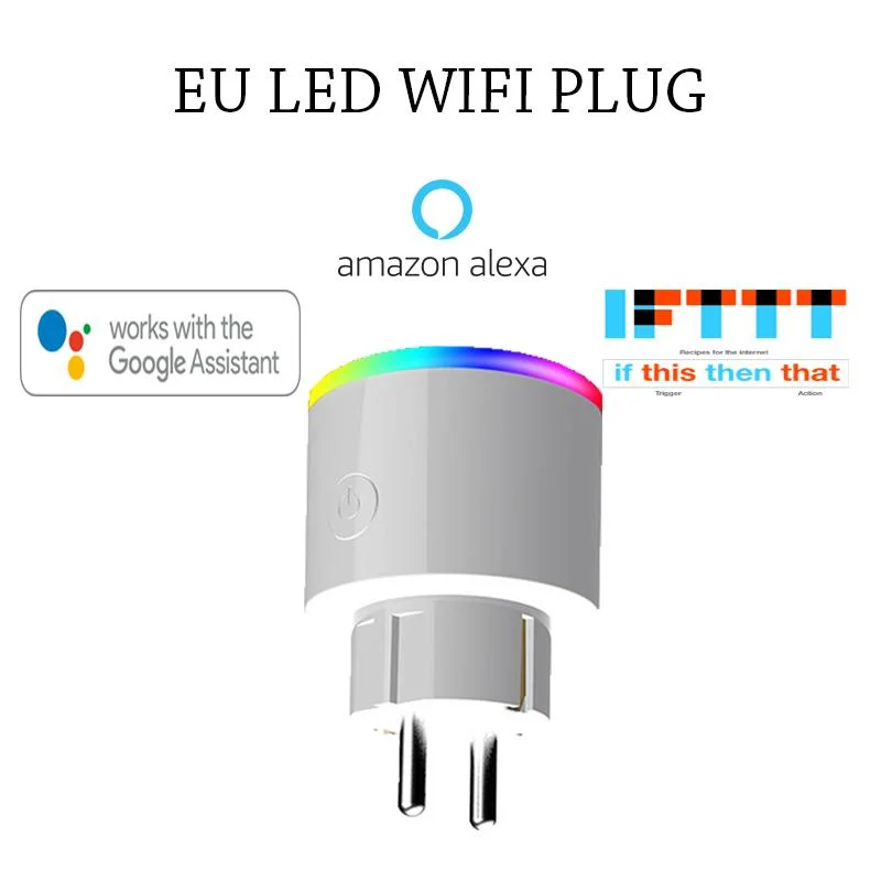 Home Alexa Control RGB Scene Light Outlet Smart Energy Monitoring Socket 16A EU Standard Tuya Smart WiFi Plug