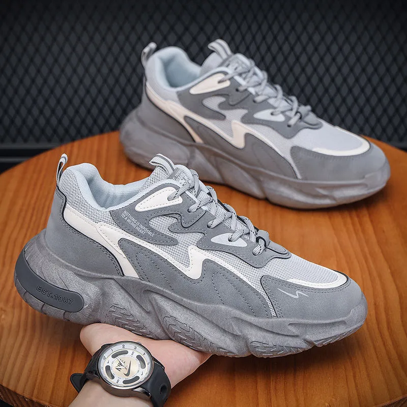 Nuevo diseño de moda exclusiva suave Malla transpirable para hombres PU Casual zapatos deportivos