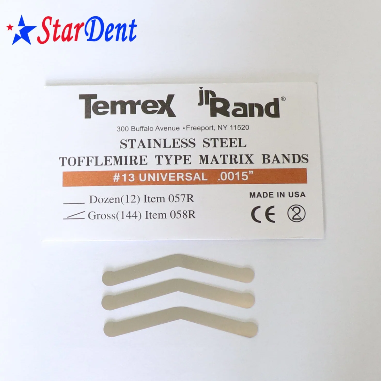 Dental Steel Matrix J Bands de l'équipement de diagnostic chirurgical médical de laboratoire médical de clinique d'hôpital dentaire.