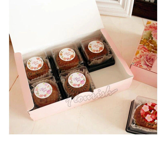 Luxury Fancy Art Paper Romantic Blossom Flower Printed Take Away Cupcake Bakery Cookie Packaging Paper Box