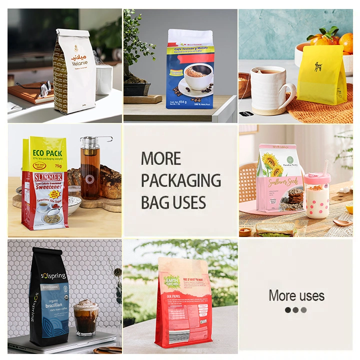 Environmentally Friendly BPA Grade Packing Biodegradable Karft Paper Zipper Bag Food Packaging Bag Coffee Bags