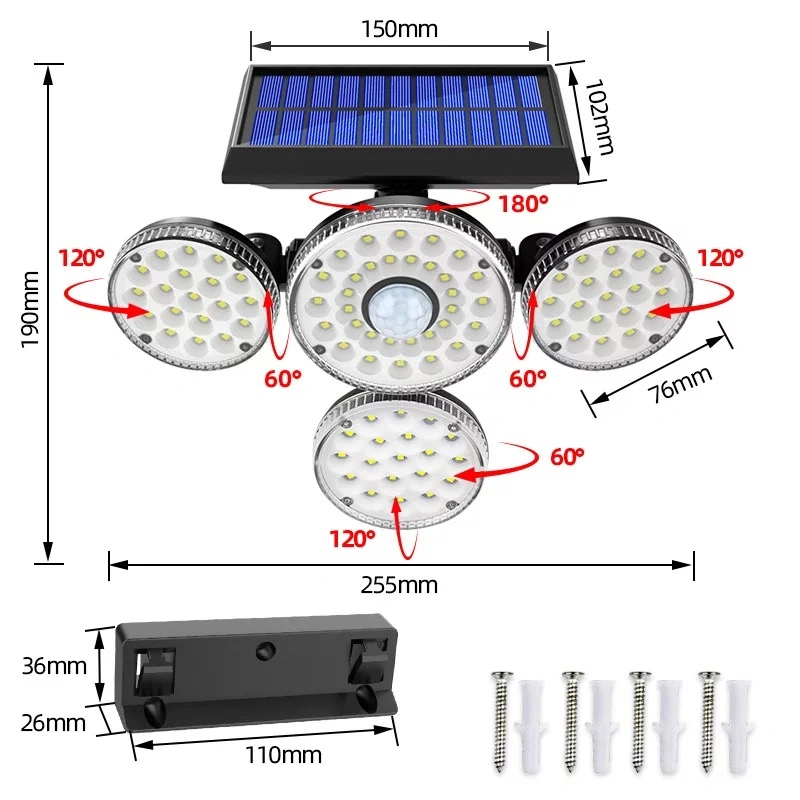 Heißer Verkauf Outdoor Solar Flood Lampe LED rotierenden menschlichen Körper Induktionswandleuchte Courtyard Square Haushaltsbeleuchtung