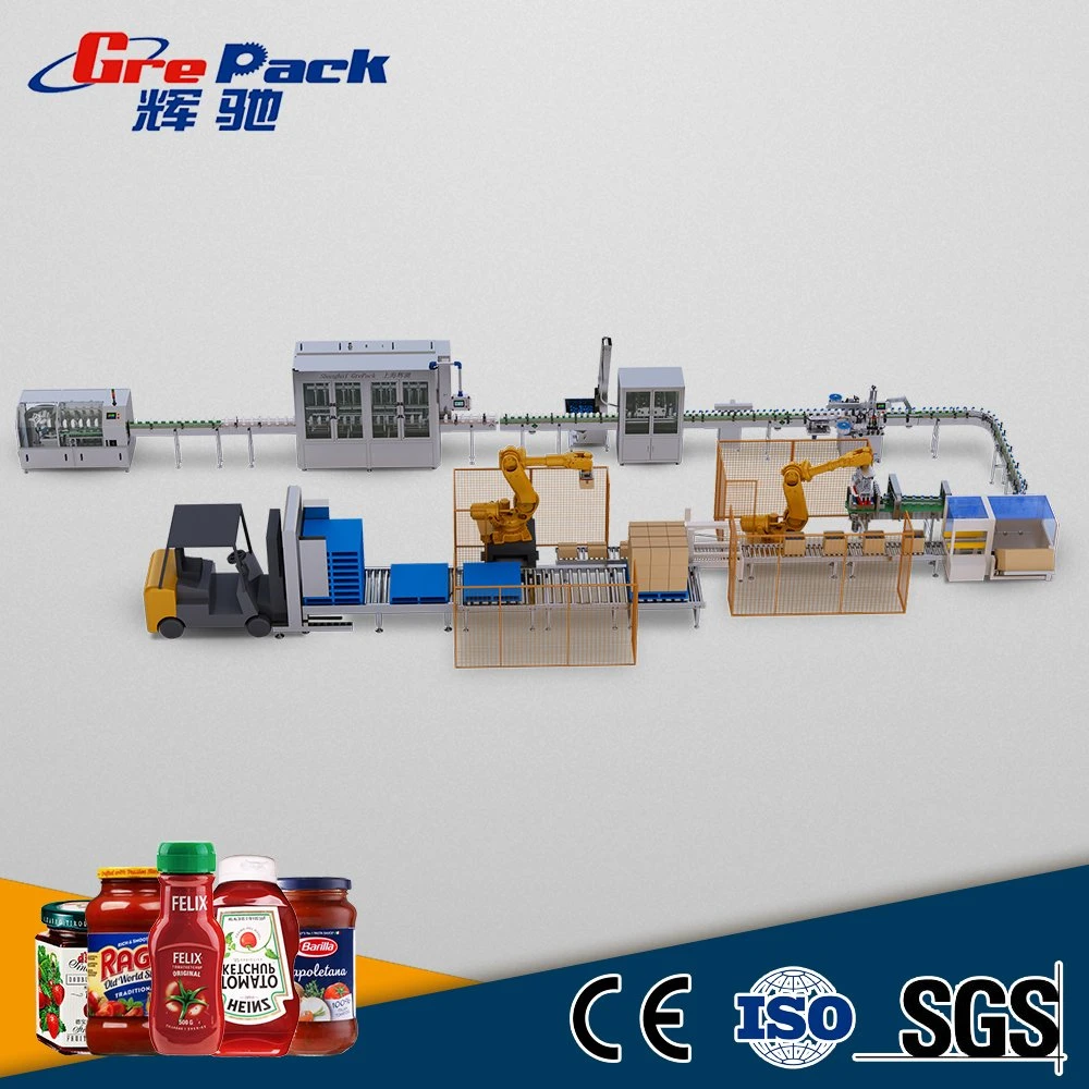 Anti-Dropping Nozzles Tomato Sauce Cup Filling Capping Machine with Bottles Paste Sauce Glass Bottles Chilli Filling Line