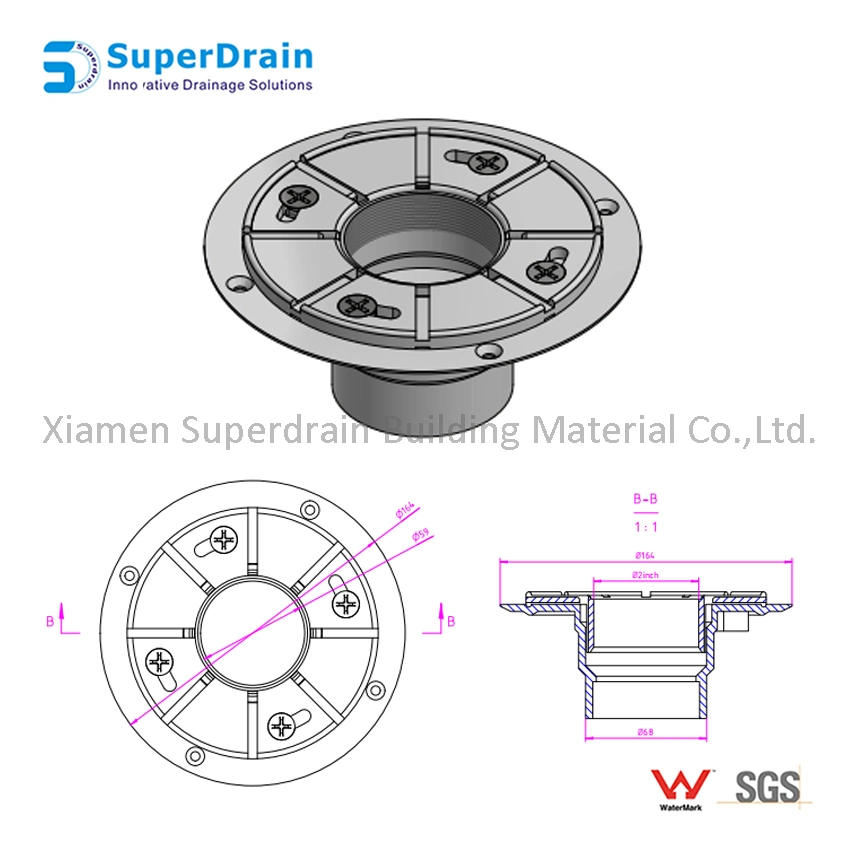 Suditek 2 Inch PVC Floor Drain Base Flang