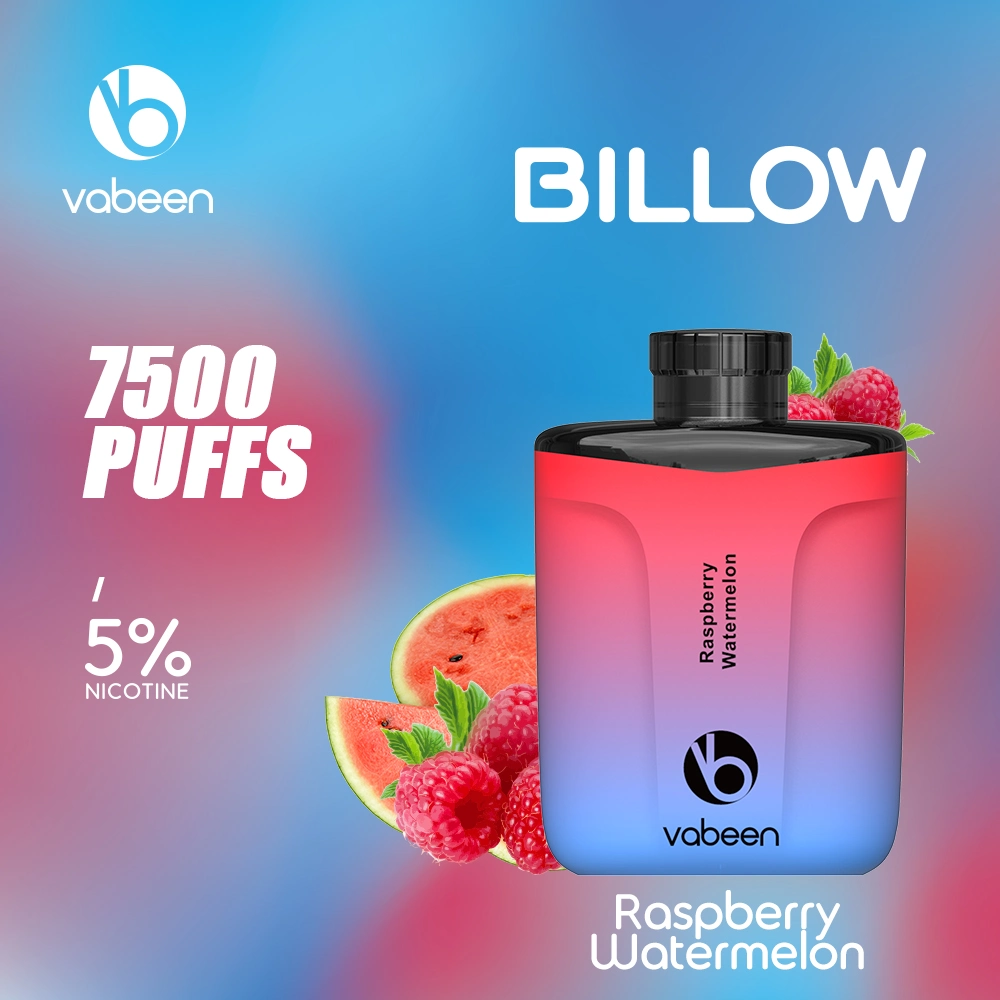 Una muestra gratis 2022 la venta el 15 de sabores originales de fábrica de flujo de aire ajustable Vabeen 7500bocanadas Billow Vape desechables