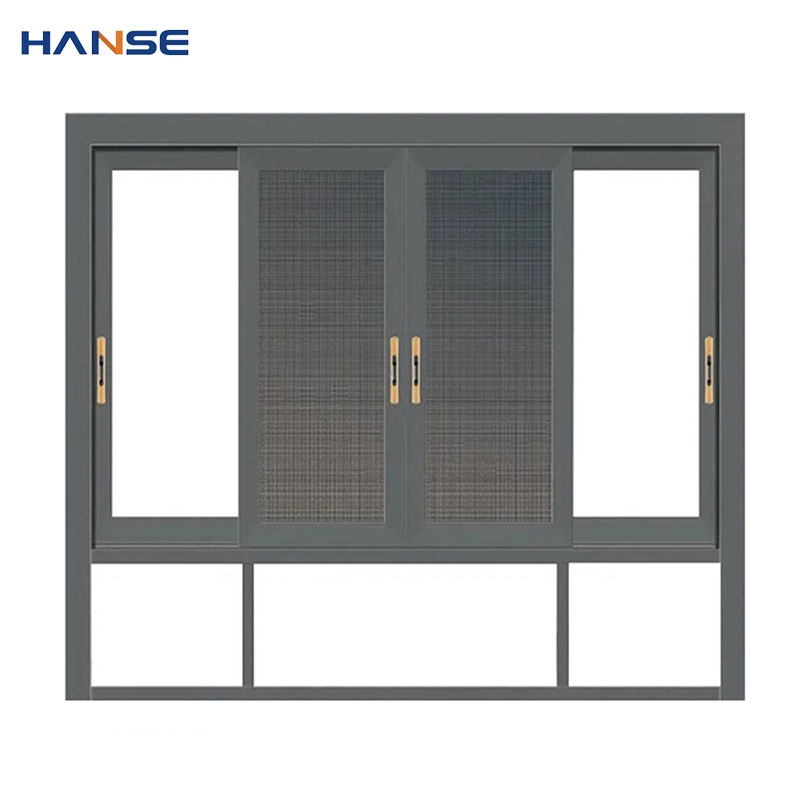 Custom Metal Window with Burglar Proof Designs Insect Prevention Screen Aluminium 3 Tracks Sliding Window