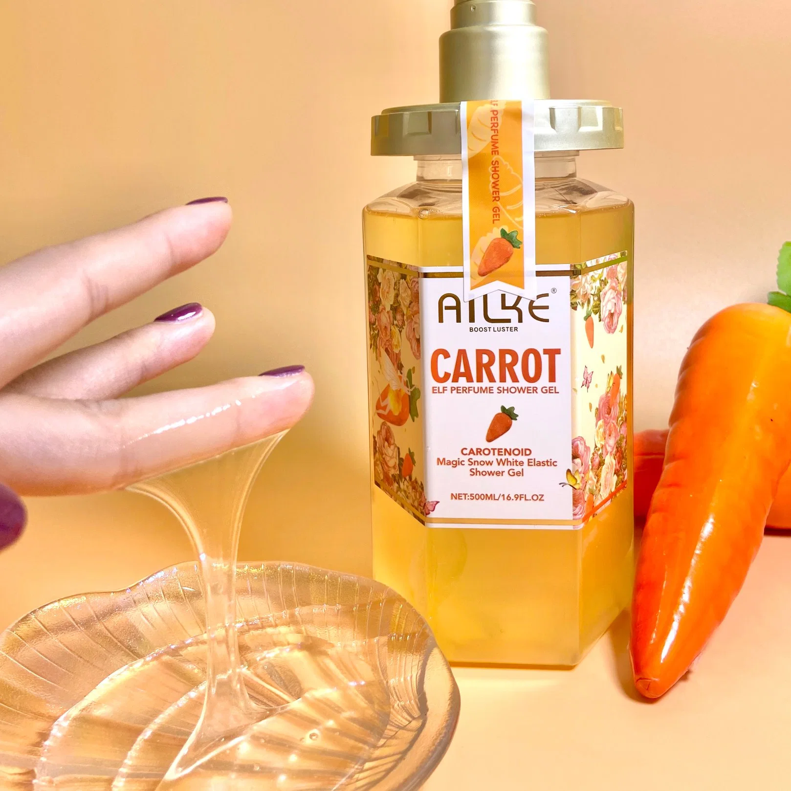 Ailke Wholesale Bubble Bath Product Carrot Flavor Body Wash Shower Gel