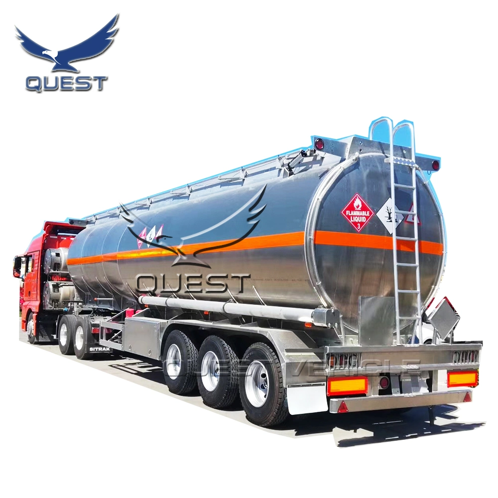 Aluminum Fuel Tank Semi Trailer 40000L Petrol Transportation Oil Tanker