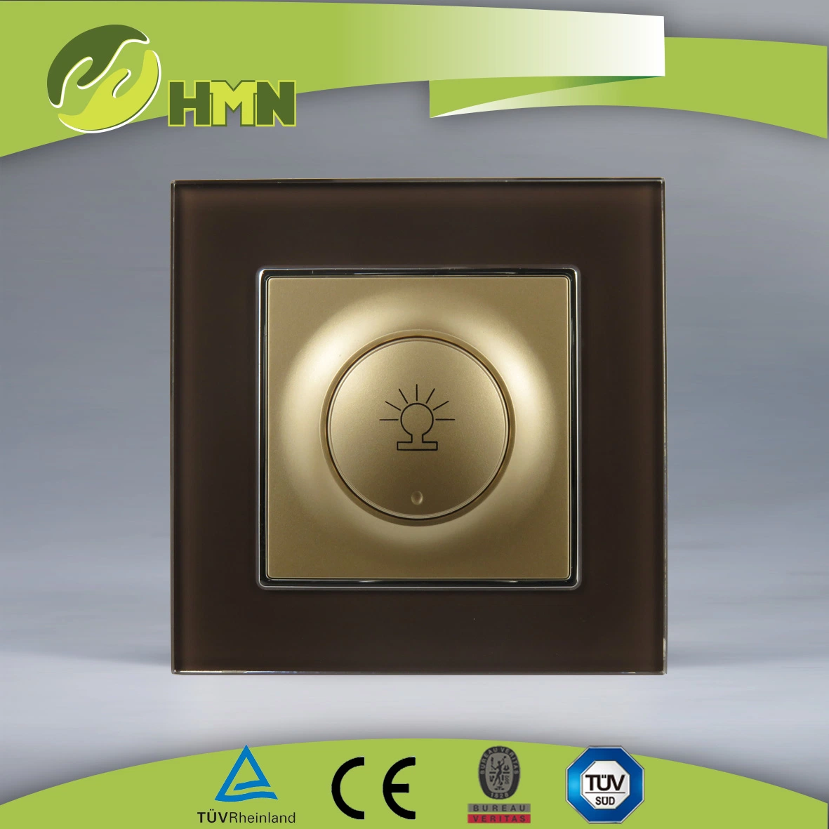 TUV CE CB European standard certified toughened glass GREEN llight dimmer switch