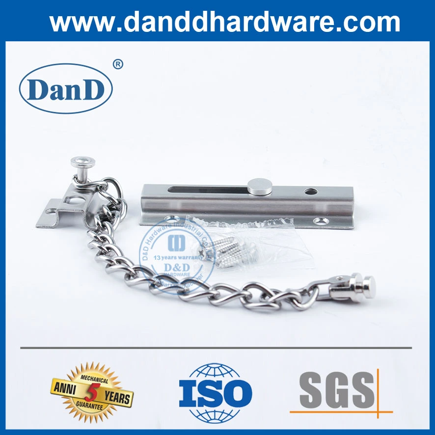 SS304 Silver Furniture Bolt Security Safety Window Door Chain Hardware