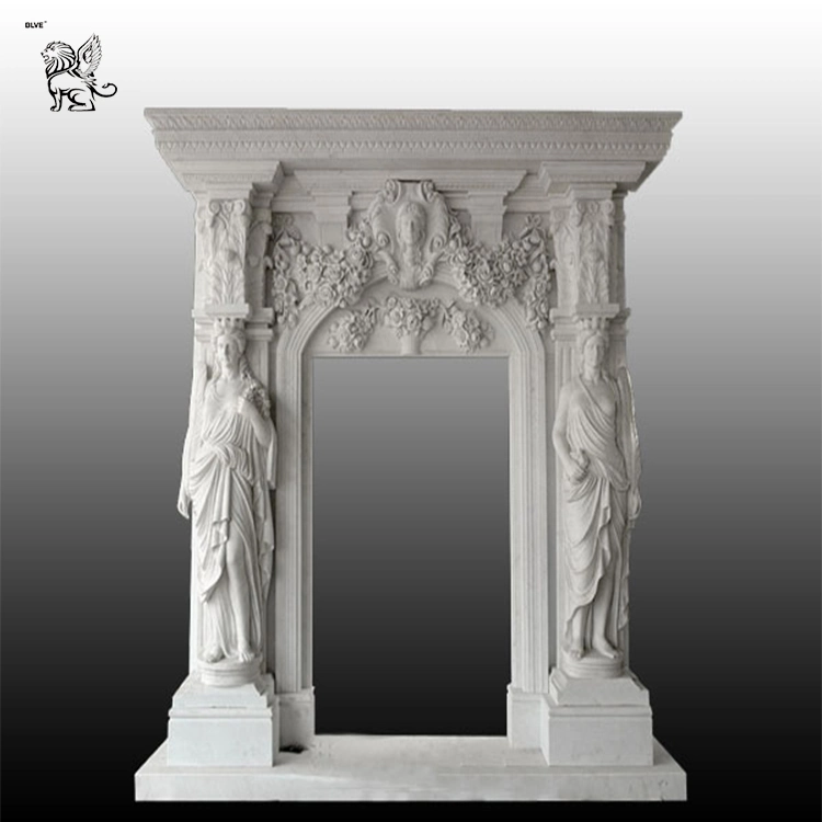 Flower Carved Hall Ornamental Marble Door Frame Mdfy-08