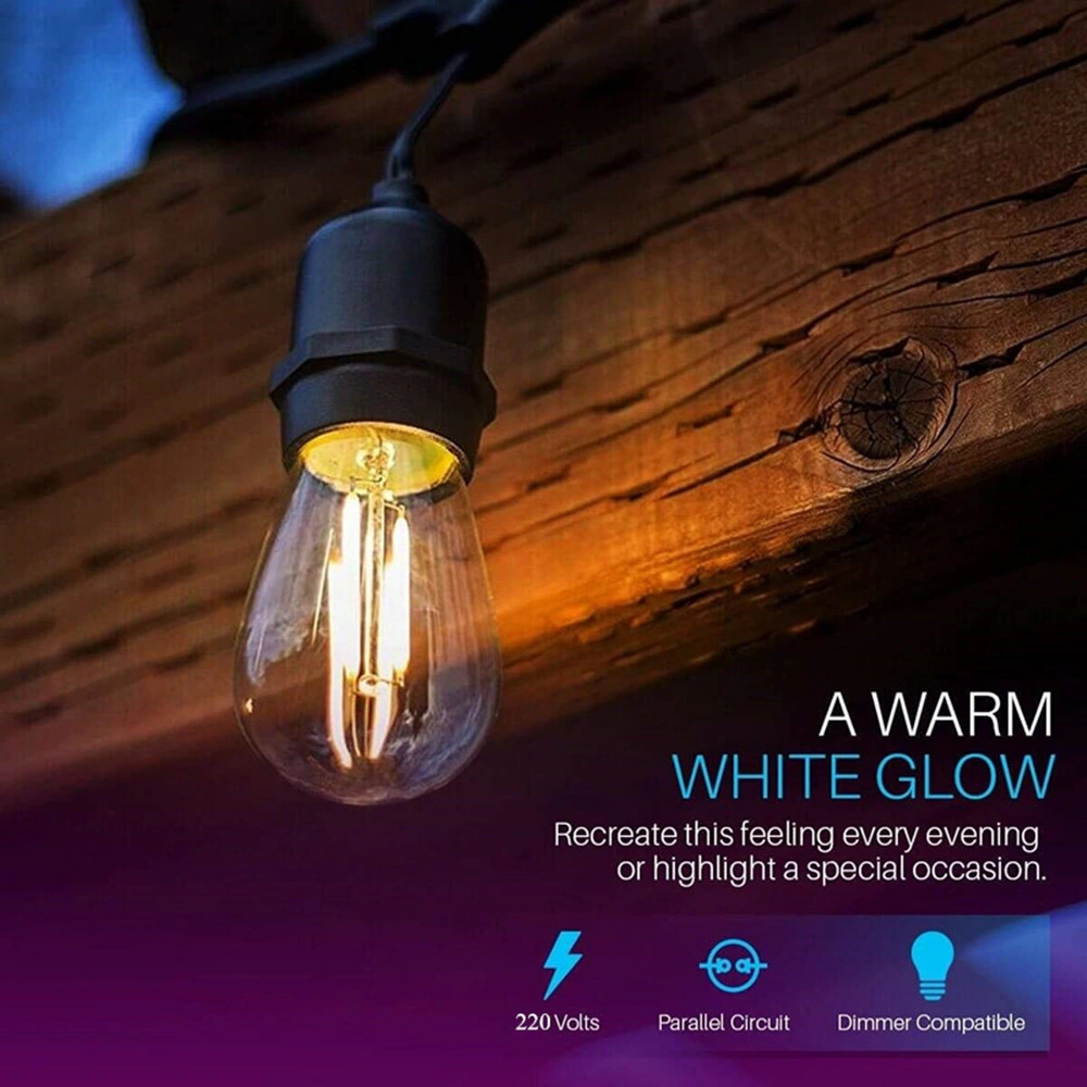 IP65 15m LED Wasserdicht E27 warme LED Retro Edison Filament Glühbirne String Lichter für Outdoor-Street-Garten Terrasse Urlaub Beleuchtung