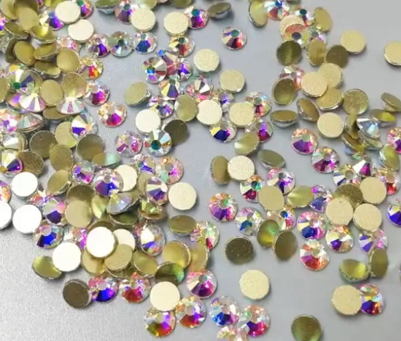 Ab Colors Flat Back Hot Fix Round Rhinestones Gem Stones for Clothing