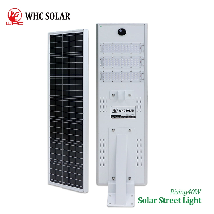 Whc Whale 100W melhor preço Exterior tudo em um integrado Luz solar LED de jardim da rua