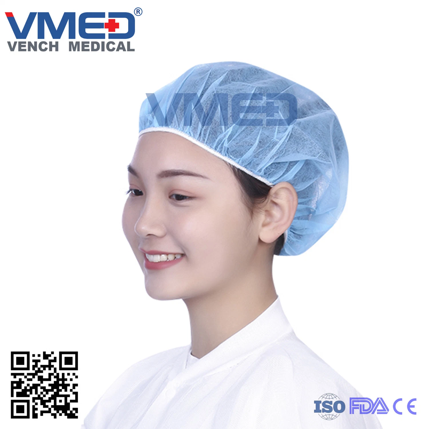 Disposable Nonwoven/PP/ PE/ SMS/ Nurse/ Bouffant/Clip/Crimped/ Pleated/ Doctor/Medical/ Hospital/ Surgical/Round Cap