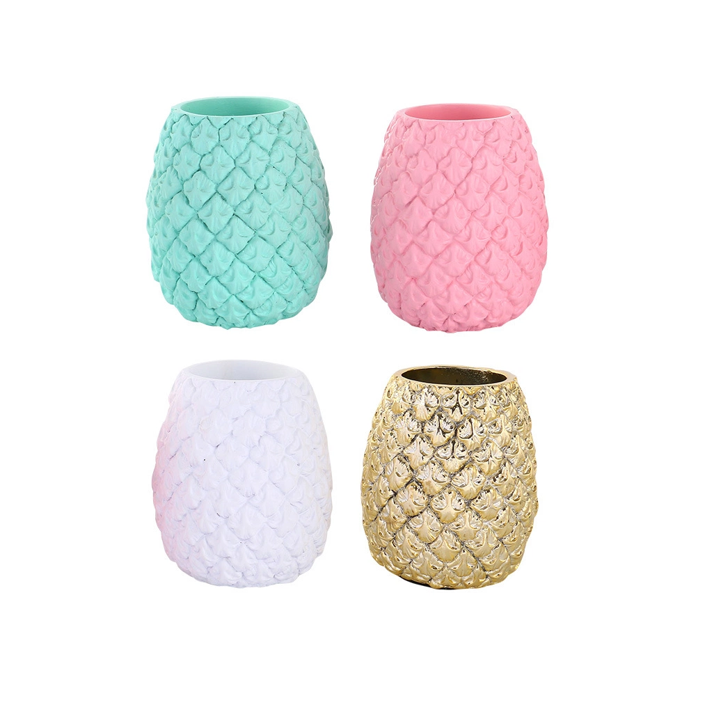 Colorful Resin Pineapple Shape Pen Holder Makeup Brush Cup Holder Pen Holder for Office