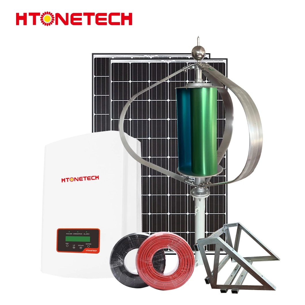 Htonetech China Monocrystalline Silicone Solar Panel Factory 10000W on Grid 3pH Solar Power System with Best Residential Wind Generator