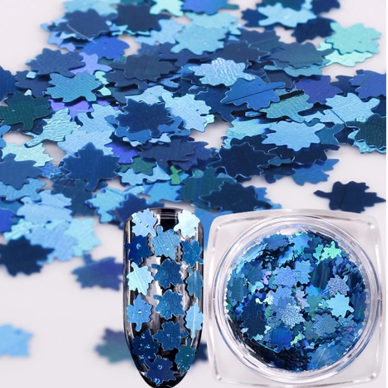 Holographic Nail Art Maple Leaf Sequins Metallic Sequins Laser Glitter Gradient Nail Decoration Accessories