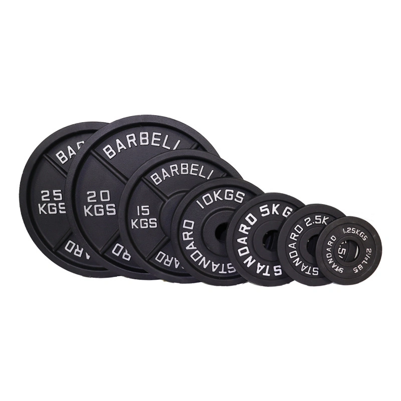 Pintura negra Plancha fundida Peso placa Equipo de gimnasio para fitness