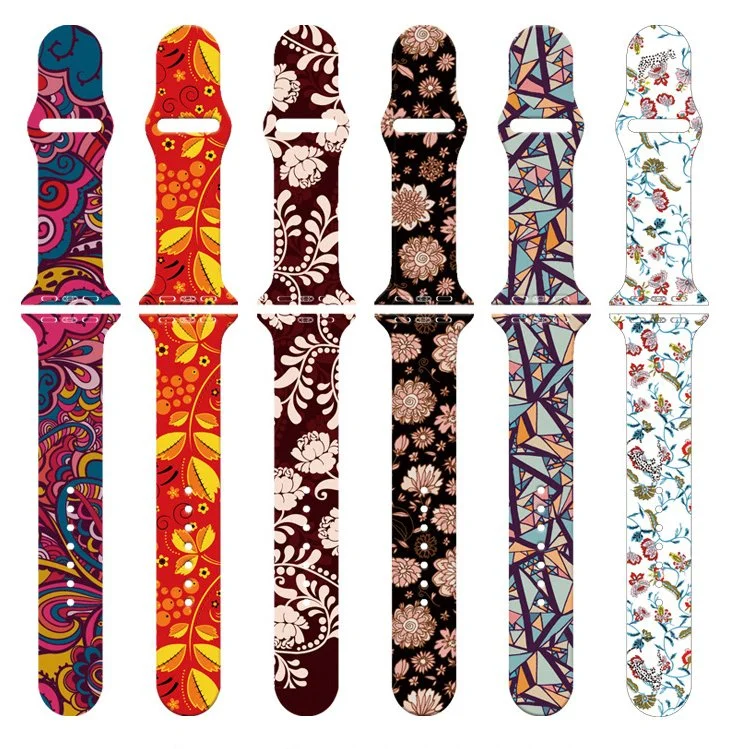 New Tide Printing Sports Rubber Silicon Watch Band for Apple Series