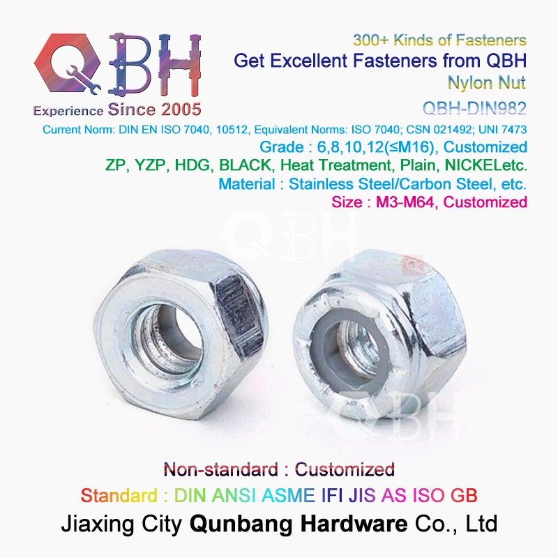 Qbh Customized DIN 985 DIN 982 Copper Brass Carbon Steel Stainless Steel PA66 Nylon Locked Lock Locking Nut Automotive Automobile Car Auto Spare Accessories